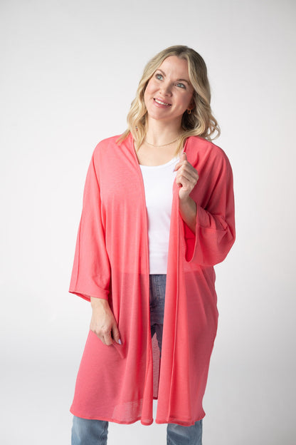 IN STOCK Ellie Cover-Up Kimono - Sunkissed Coral FINAL SALE