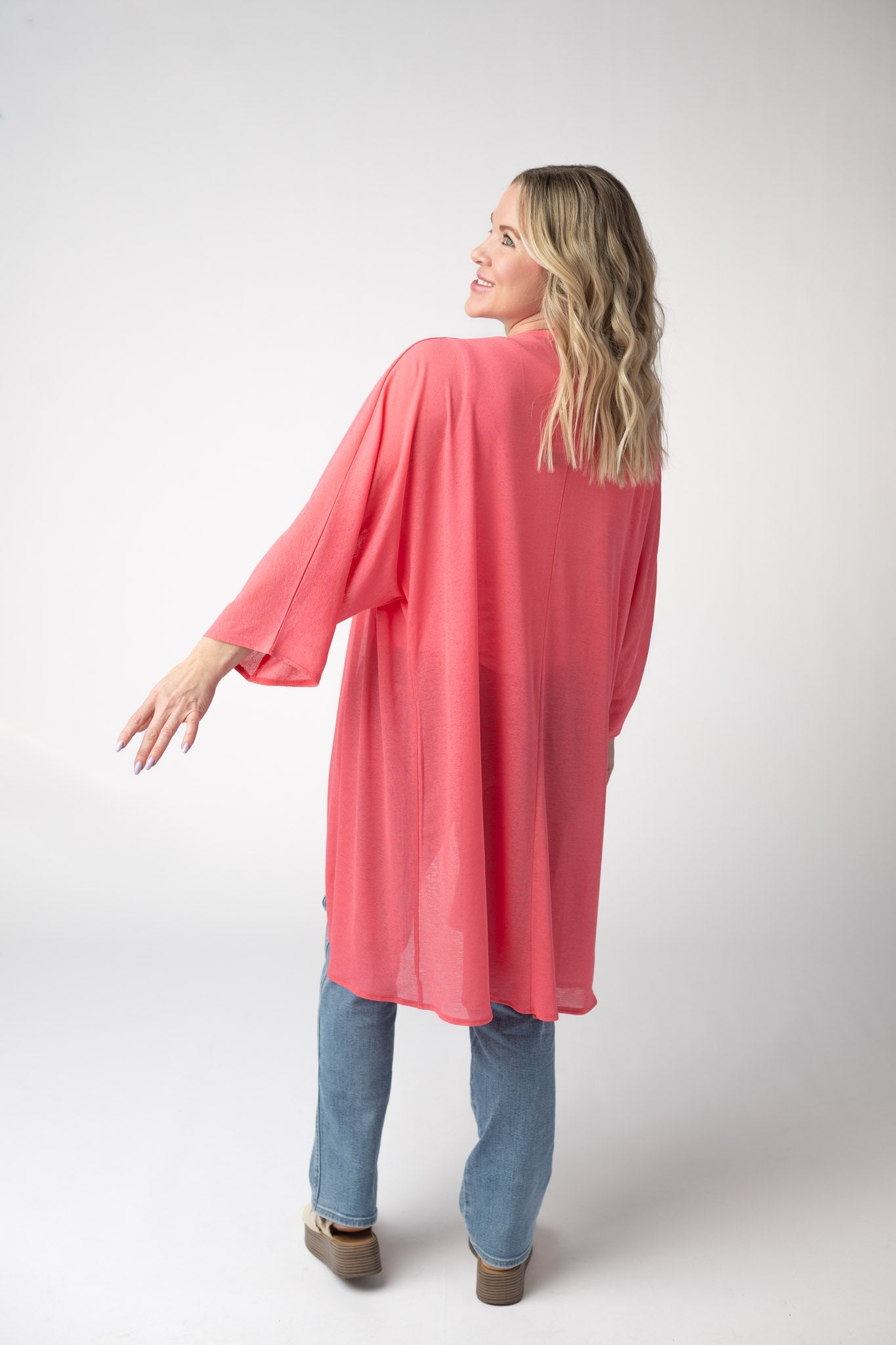 IN STOCK Ellie Cover-Up Kimono - Sunkissed Coral FINAL SALE