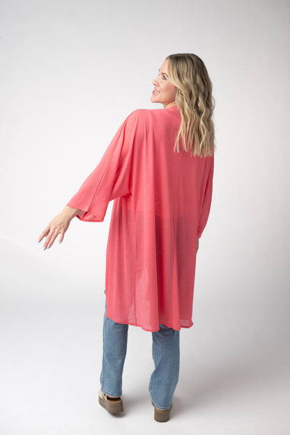 IN STOCK Ellie Cover-Up Kimono - Sunkissed Coral FINAL SALE