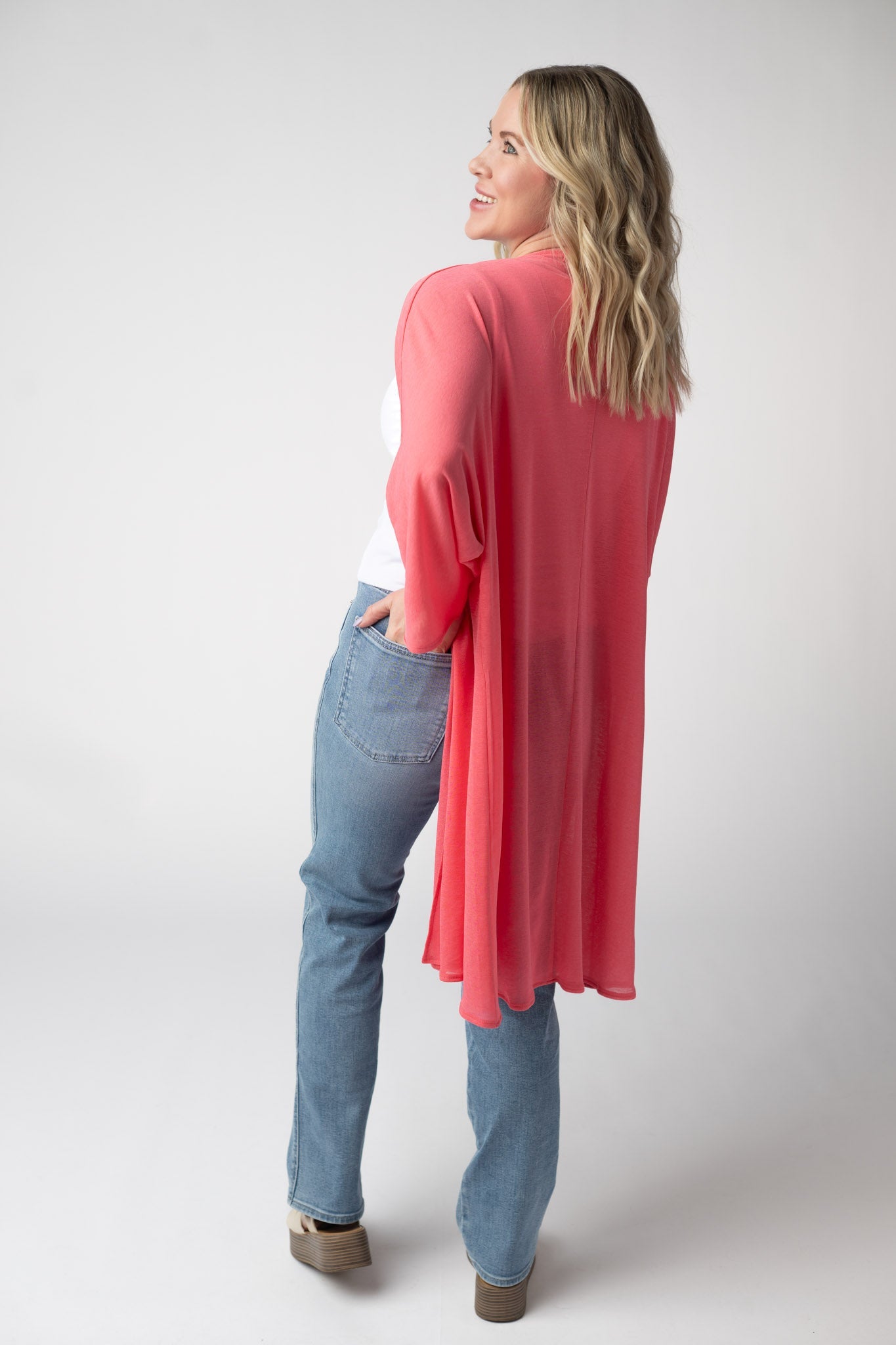 IN STOCK Ellie Cover-Up Kimono - Sunkissed Coral FINAL SALE