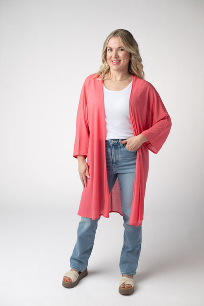 IN STOCK Ellie Cover-Up Kimono - Sunkissed Coral FINAL SALE