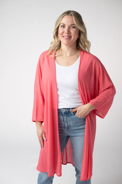 IN STOCK Ellie Cover-Up Kimono - Sunkissed Coral FINAL SALE