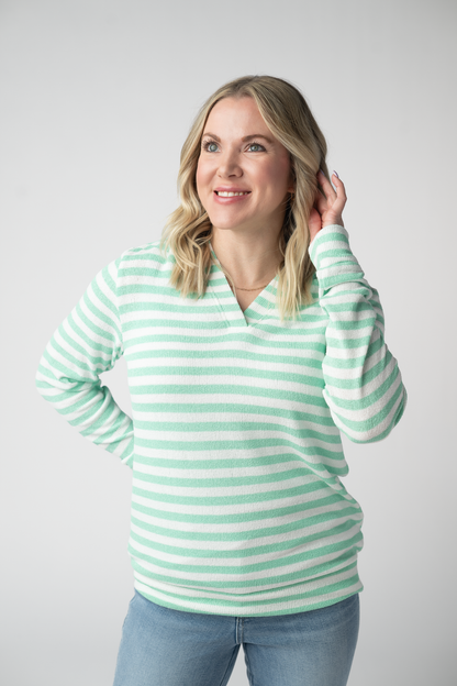 IN STOCK Amelia Striped Hoodie - Green