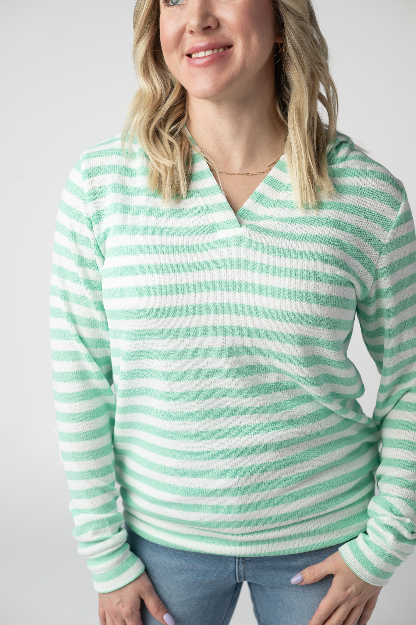 IN STOCK Amelia Striped Hoodie - Green