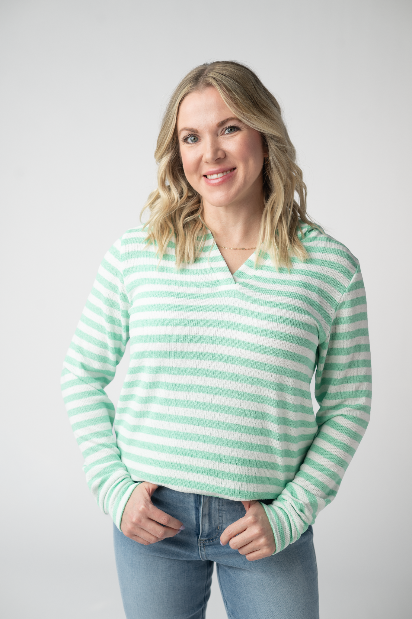 IN STOCK Amelia Striped Hoodie - Green