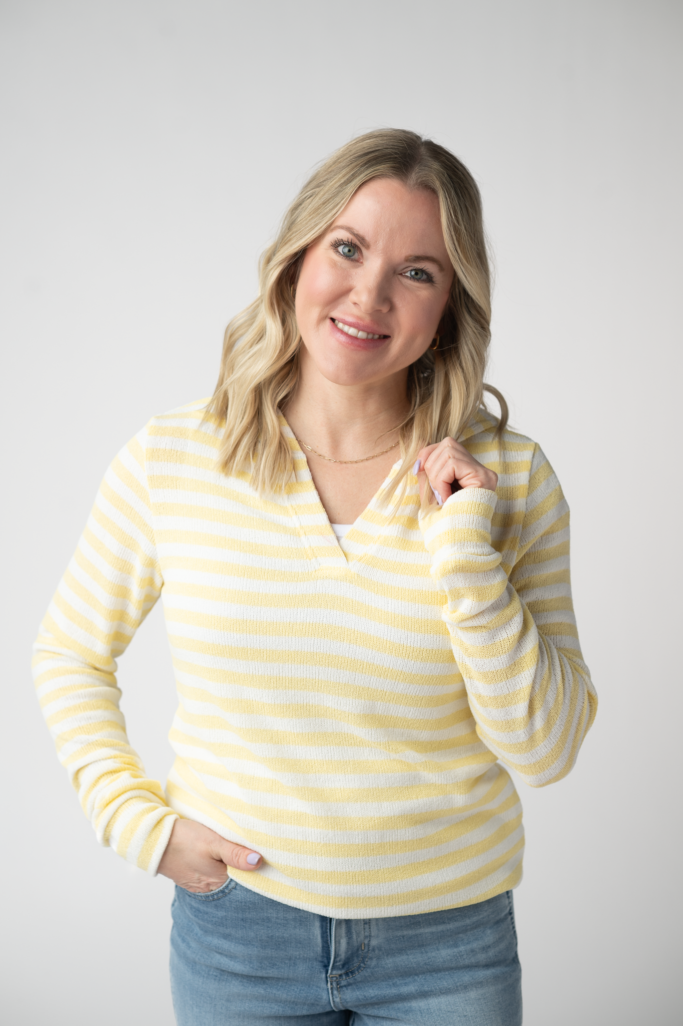 IN STOCK Amelia Striped Hoodie - Lemon