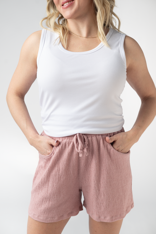 IN STOCK Candice Crinkle Shorts - Dusty Rose FINAL SALE