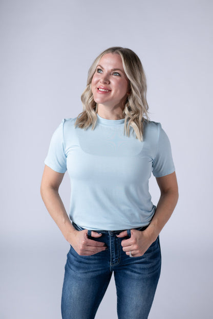 SOLD OUT Blair Short Sleeve Top - Sky Blue FINAL SALE