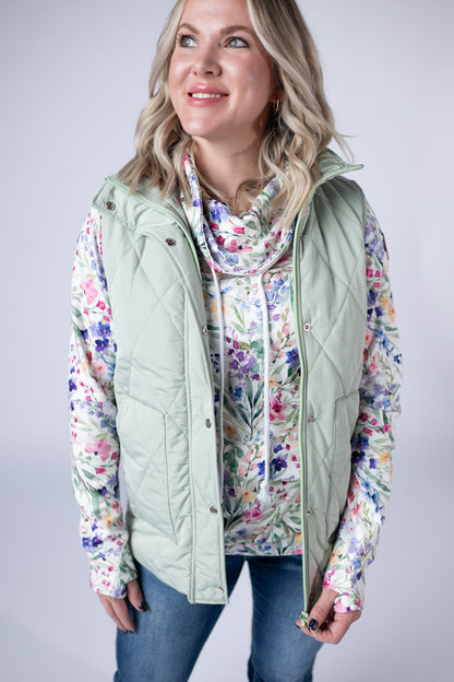 IN STOCK Remy Zip Up Vest - Sage