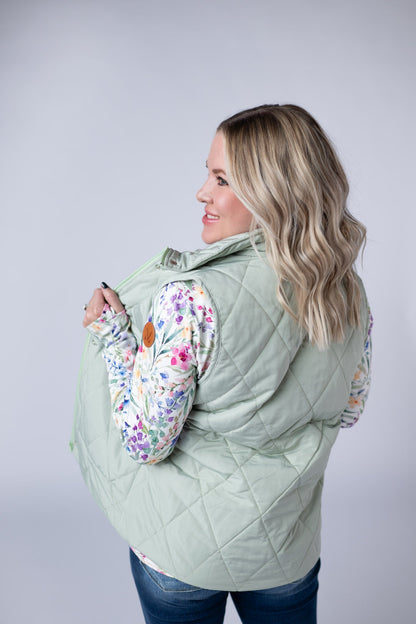 IN STOCK Remy Zip Up Vest - Sage