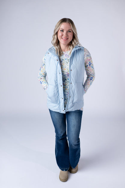 IN STOCK Remy Zip Up Vest - Sky Blue FINAL SALE