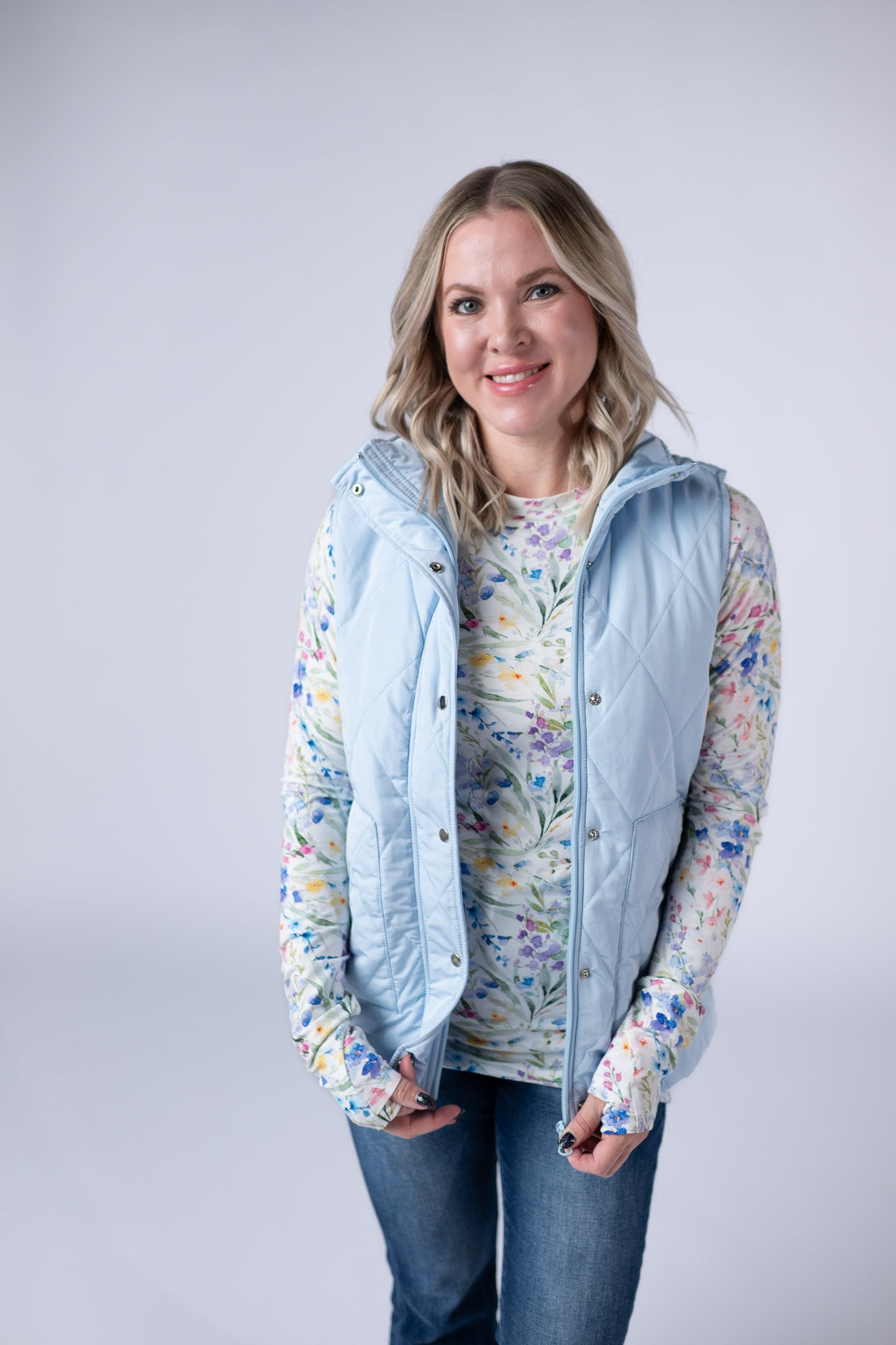 IN STOCK Remy Zip Up Vest - Sky Blue FINAL SALE