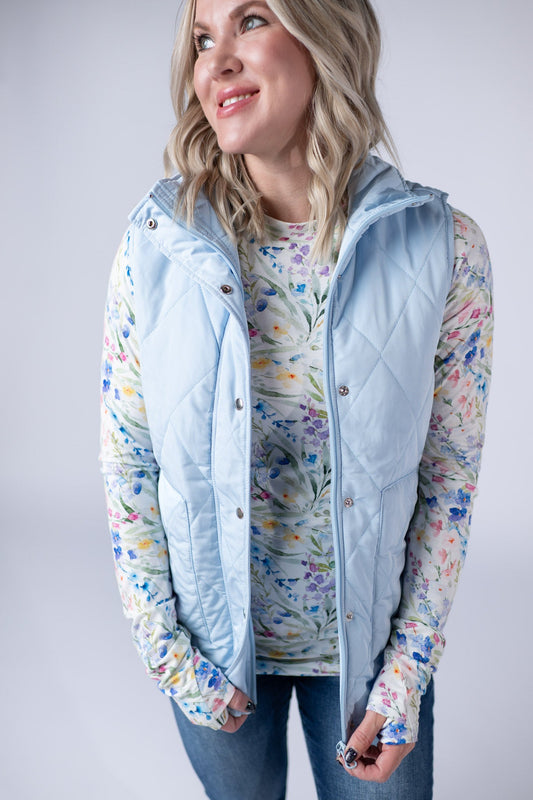 IN STOCK Remy Zip Up Vest - Sky Blue FINAL SALE