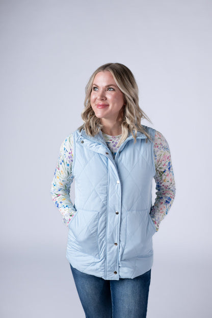 IN STOCK Remy Zip Up Vest - Sky Blue FINAL SALE