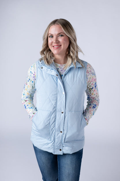 IN STOCK Remy Zip Up Vest - Sky Blue FINAL SALE