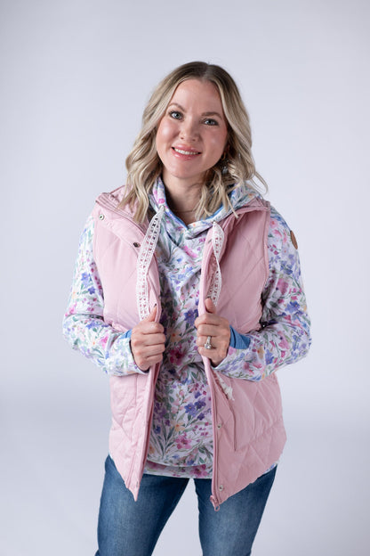 IN STOCK Remy Zip Up Vest - Blush