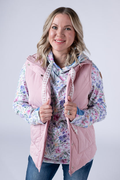 IN STOCK Remy Zip Up Vest - Blush
