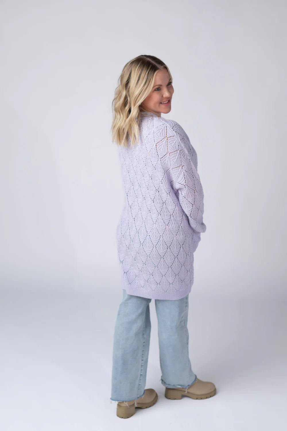 *Open Knit Cardigan - Lavender*