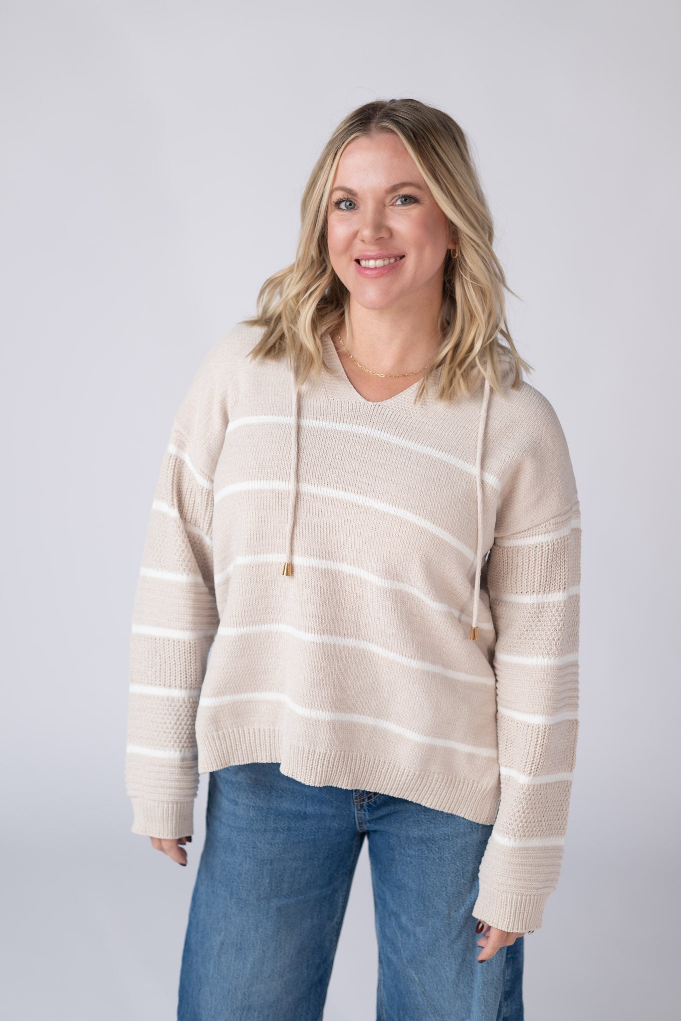 IN STOCK Maddie Striped Hoodie - Natural FINAL SALE