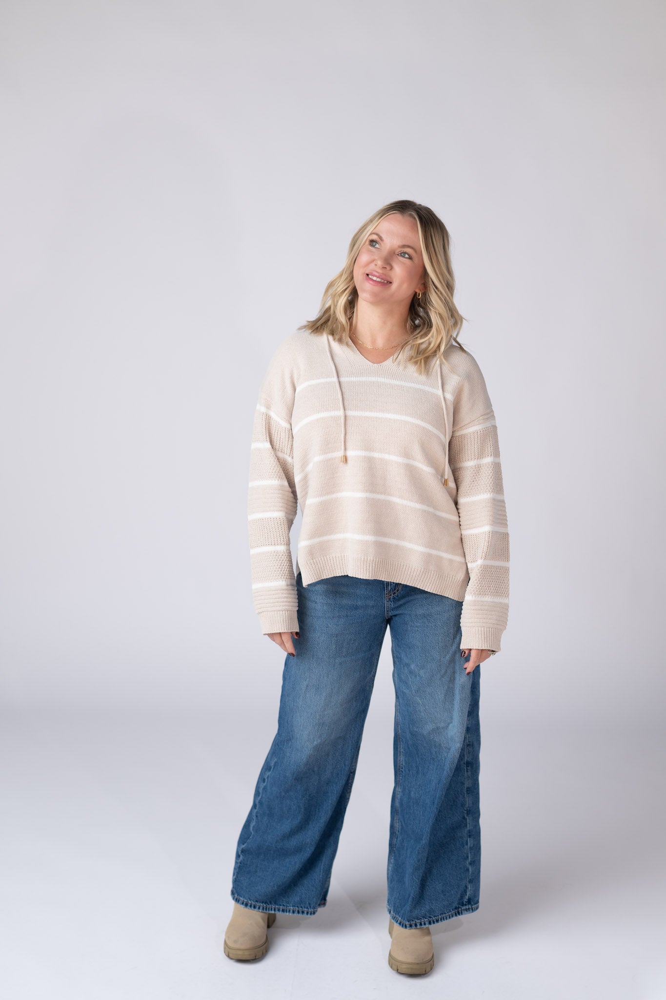 IN STOCK Maddie Striped Hoodie - Natural FINAL SALE