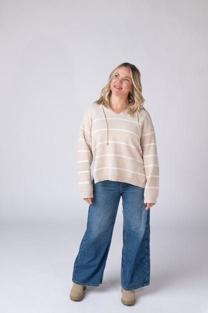 IN STOCK Maddie Striped Hoodie - Natural FINAL SALE