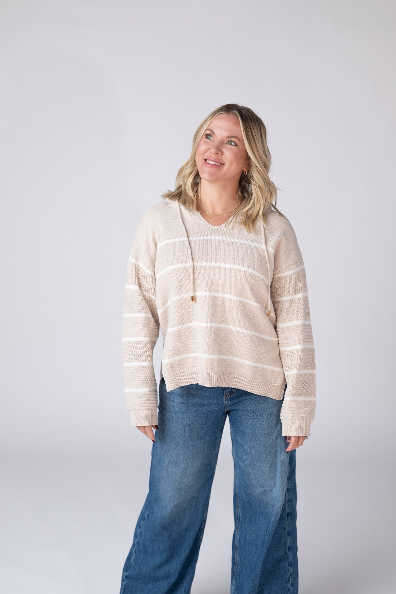 IN STOCK Maddie Striped Hoodie - Natural FINAL SALE