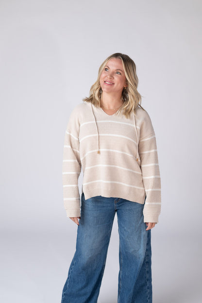 IN STOCK Maddie Striped Hoodie - Natural FINAL SALE