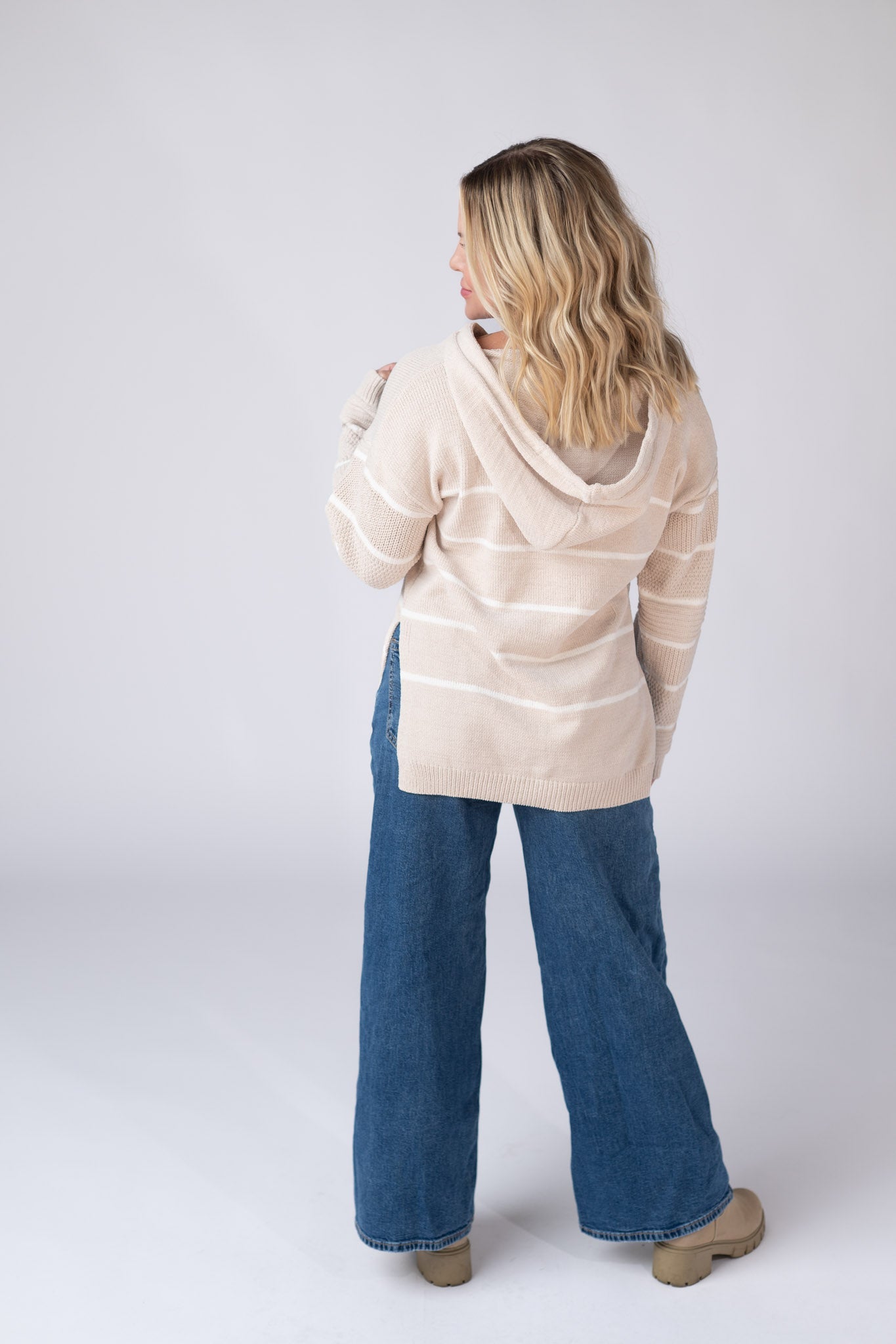 IN STOCK Maddie Striped Hoodie - Natural FINAL SALE