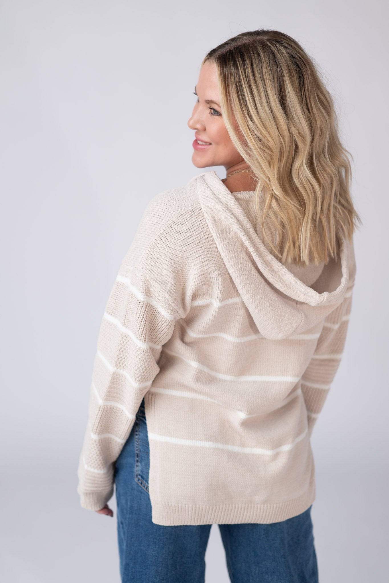 IN STOCK Maddie Striped Hoodie - Natural FINAL SALE