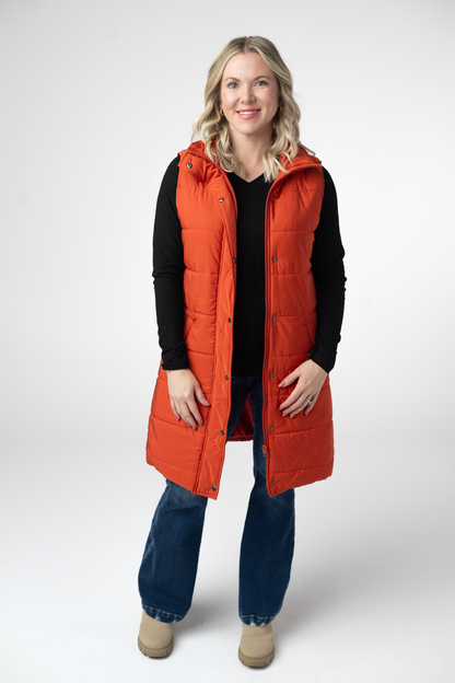 IN STOCK Harlow Long Vest - Pumpkin