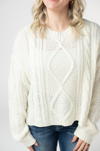 IN STOCK Cable Knit Sweater - Ivory