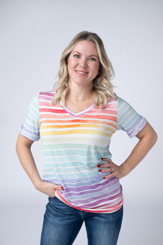 IN STOCK Sophie Top - Rainbow Stripes