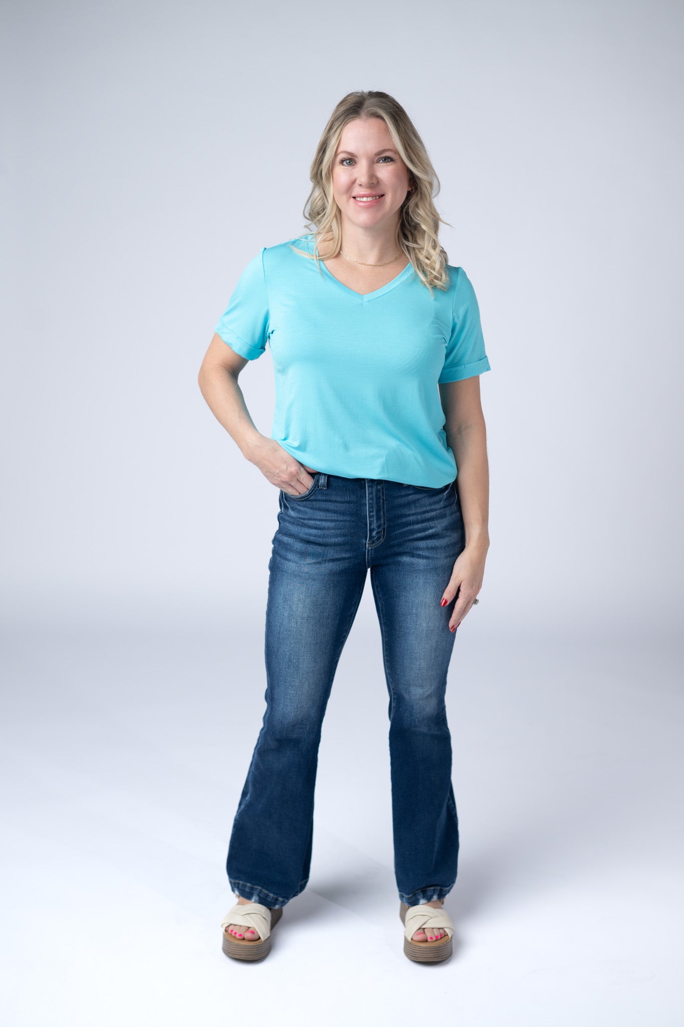 IN STOCK Sophie Top - Aqua Blue FINAL SALE