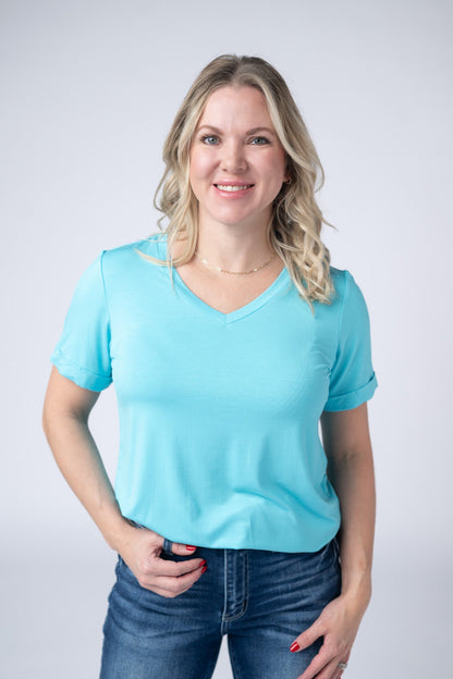 IN STOCK Sophie Top - Aqua Blue FINAL SALE