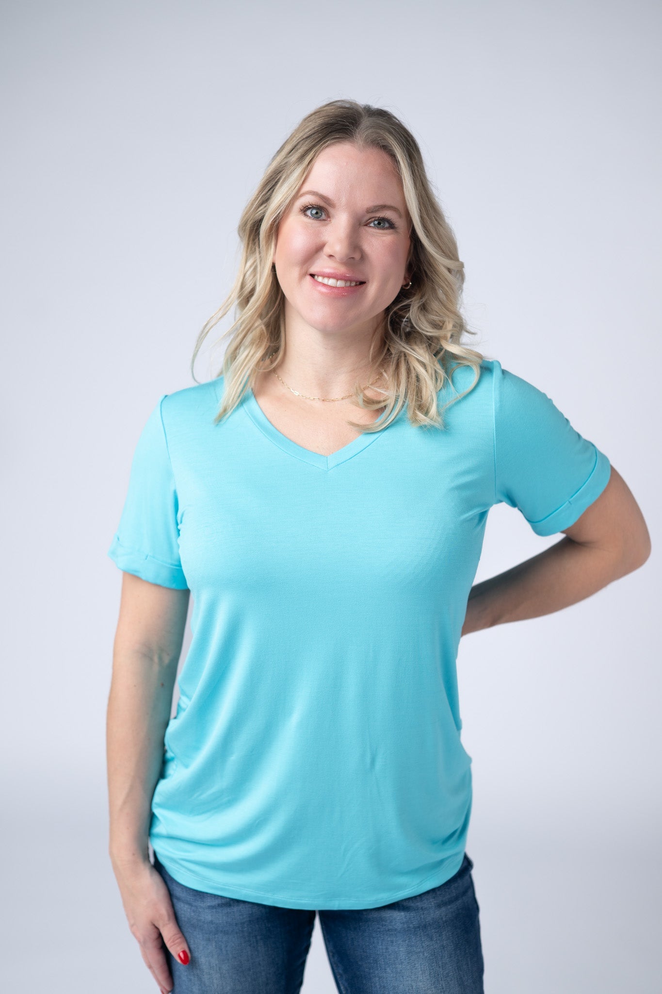 IN STOCK Sophie Top - Aqua Blue FINAL SALE