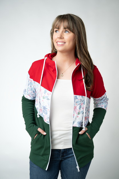 IN STOCK Colorblock Fullzip - Red, Winter Berry, Evergreen