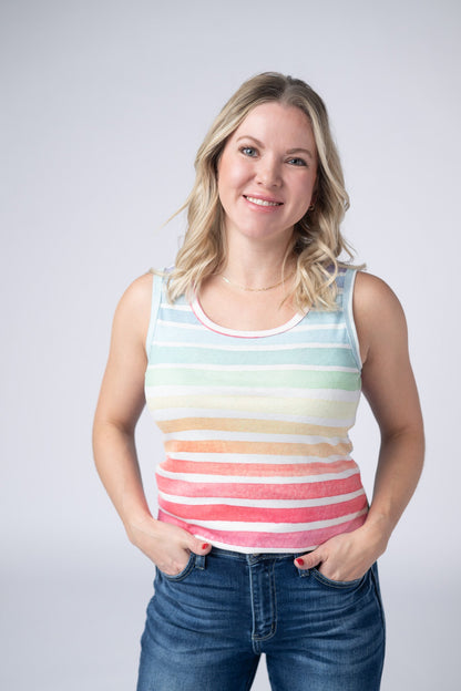 IN STOCK Ava Tank - Rainbow Stripes FINAL SALE