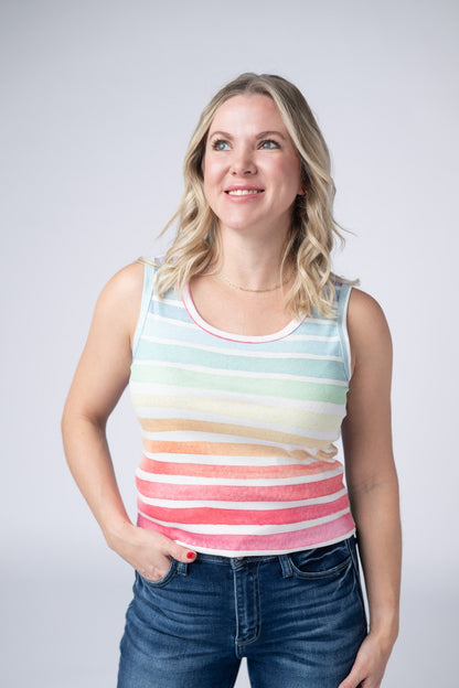 IN STOCK Ava Tank - Rainbow Stripes FINAL SALE