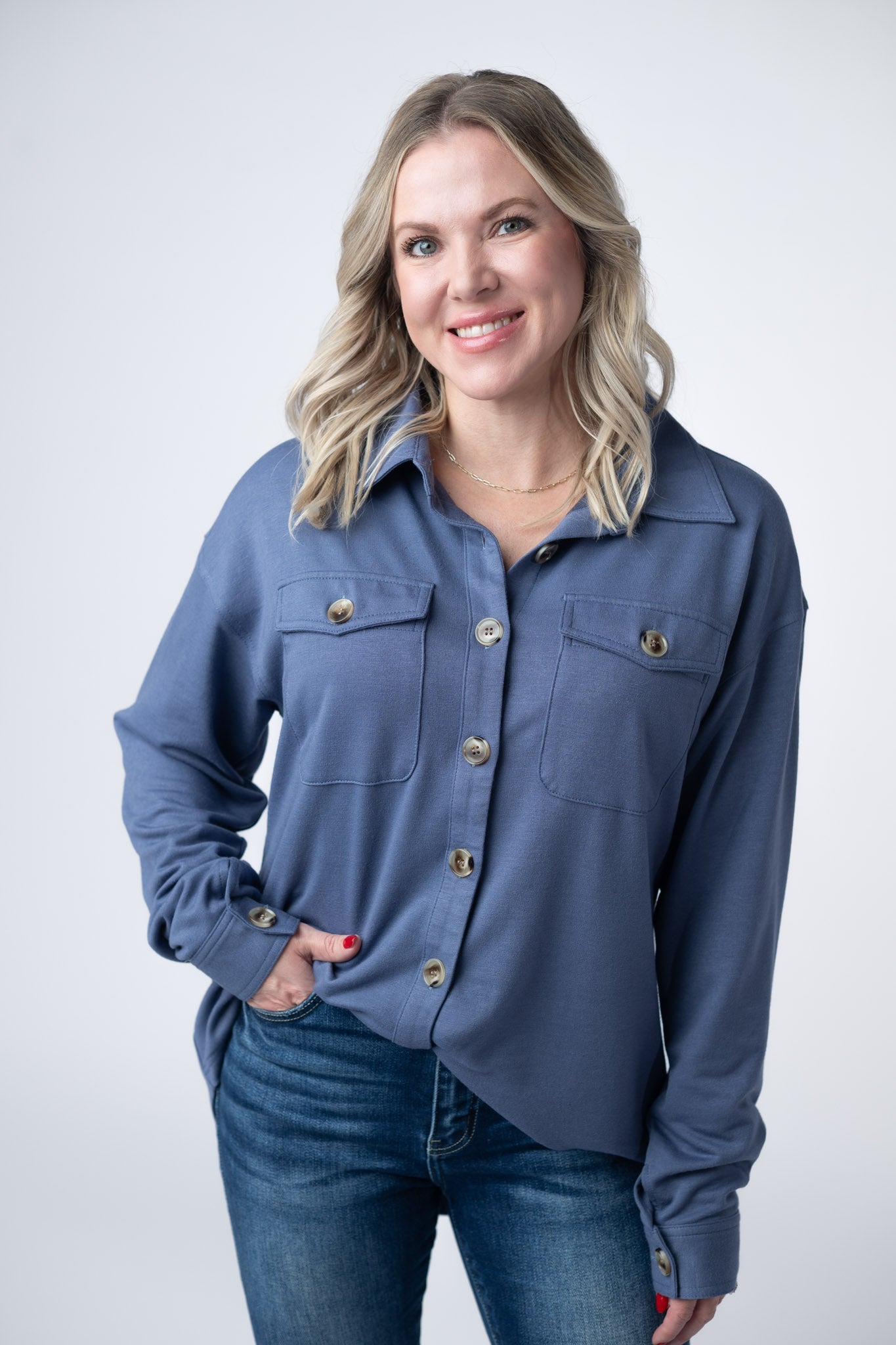 *Brenna Button Down Top - Denim*