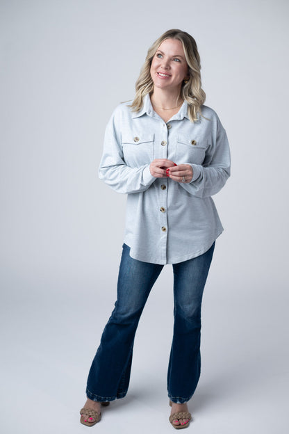 IN STOCK Brenna Button Down Top - Grey FINAL SALE
