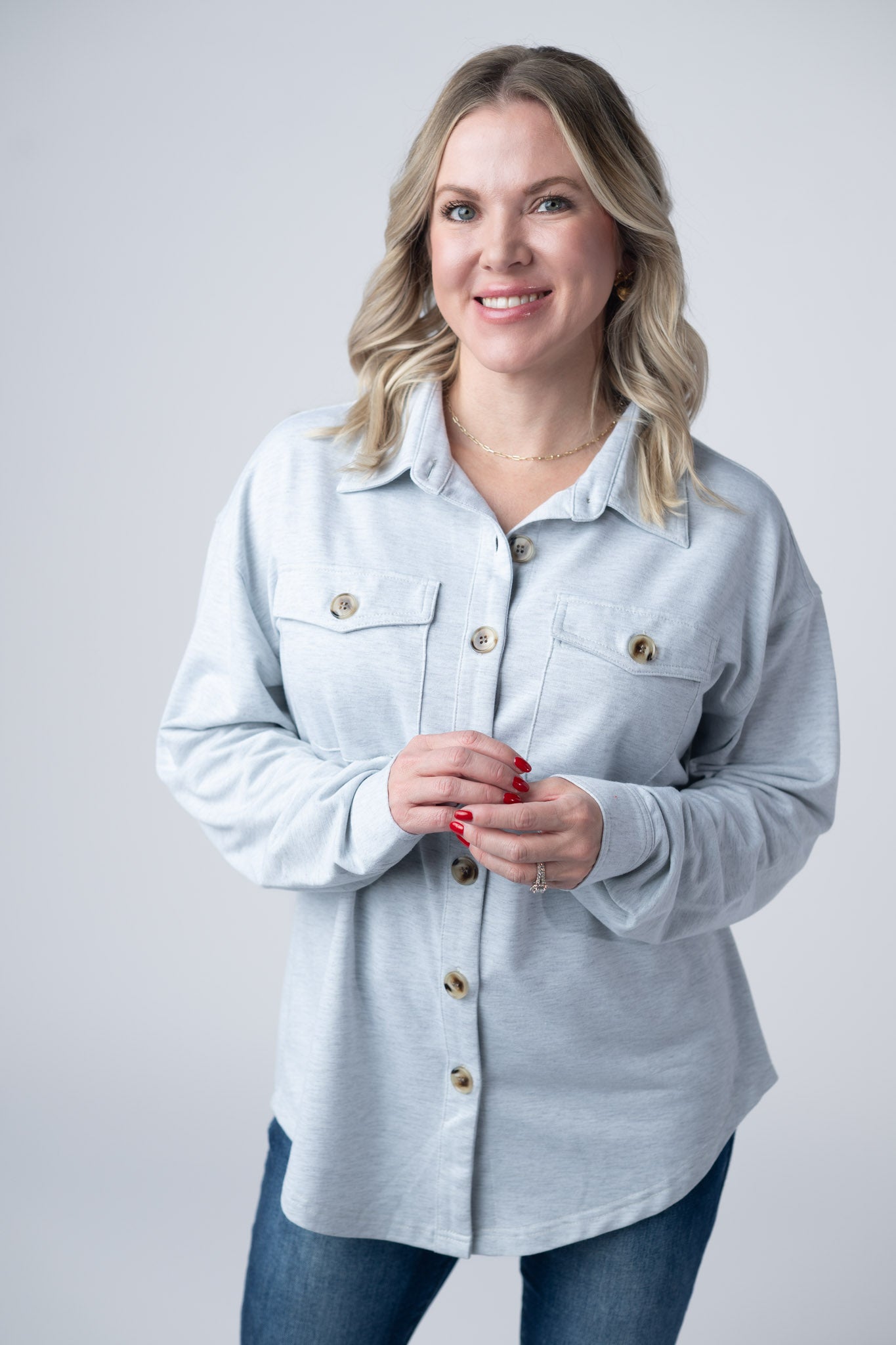 IN STOCK Brenna Button Down Top - Grey FINAL SALE