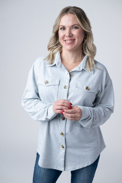 IN STOCK Brenna Button Down Top - Grey FINAL SALE
