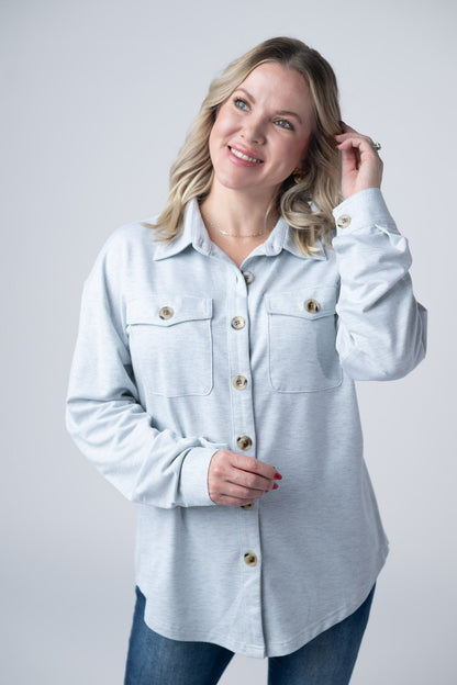 IN STOCK Brenna Button Down Top - Grey FINAL SALE
