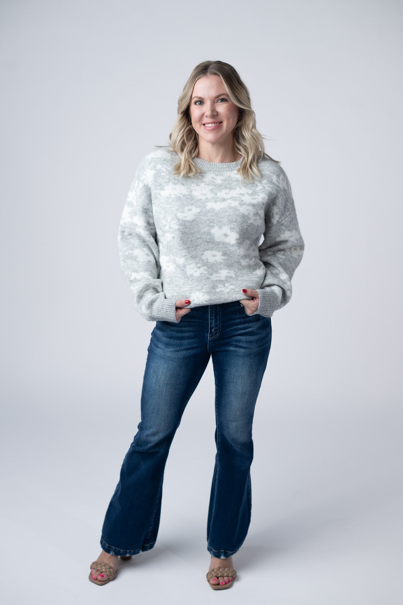 IN STOCK Floral Abstract Sweater - Grey FINAL SALE