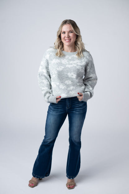 IN STOCK Floral Abstract Sweater - Grey FINAL SALE