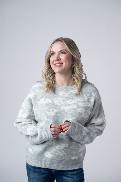 IN STOCK Floral Abstract Sweater - Grey FINAL SALE