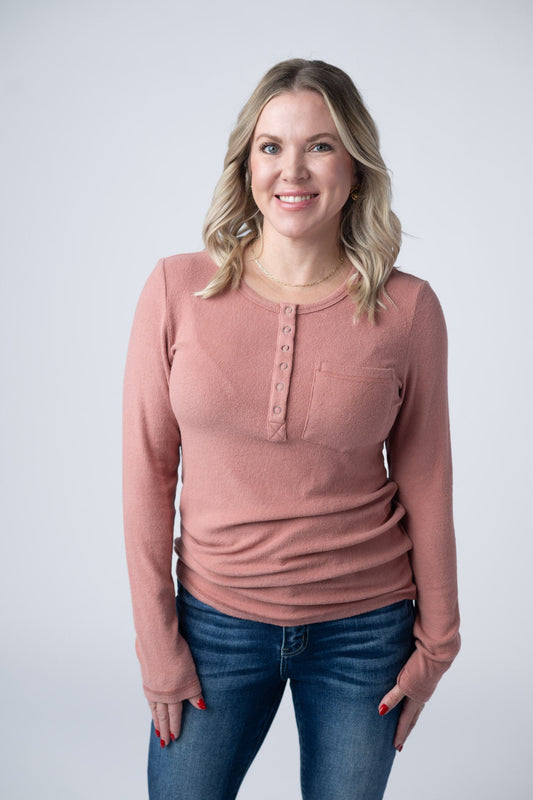 IN STOCK Georgia Long Sleeve Top - Rose FINAL SALE