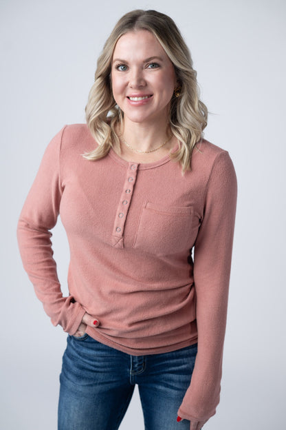 IN STOCK Georgia Long Sleeve Top - Rose FINAL SALE