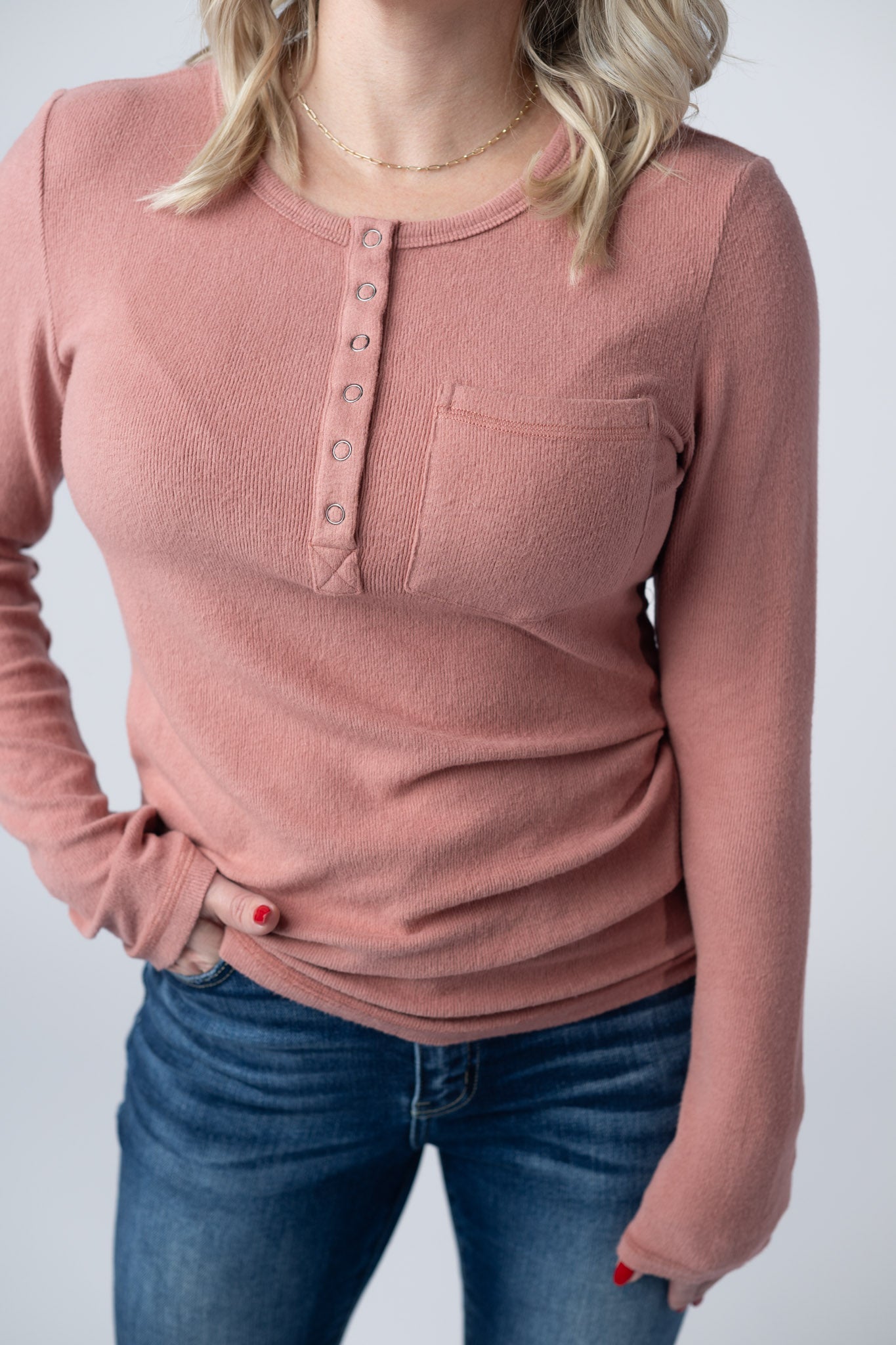 IN STOCK Georgia Long Sleeve Top - Rose FINAL SALE