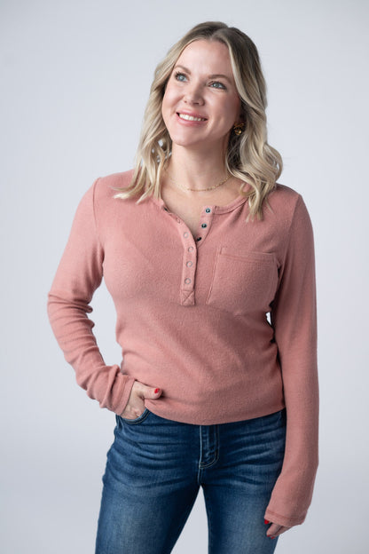IN STOCK Georgia Long Sleeve Top - Rose FINAL SALE